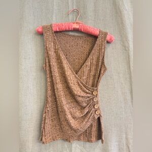 SHEIN Brown Textured Wrap Tank Top